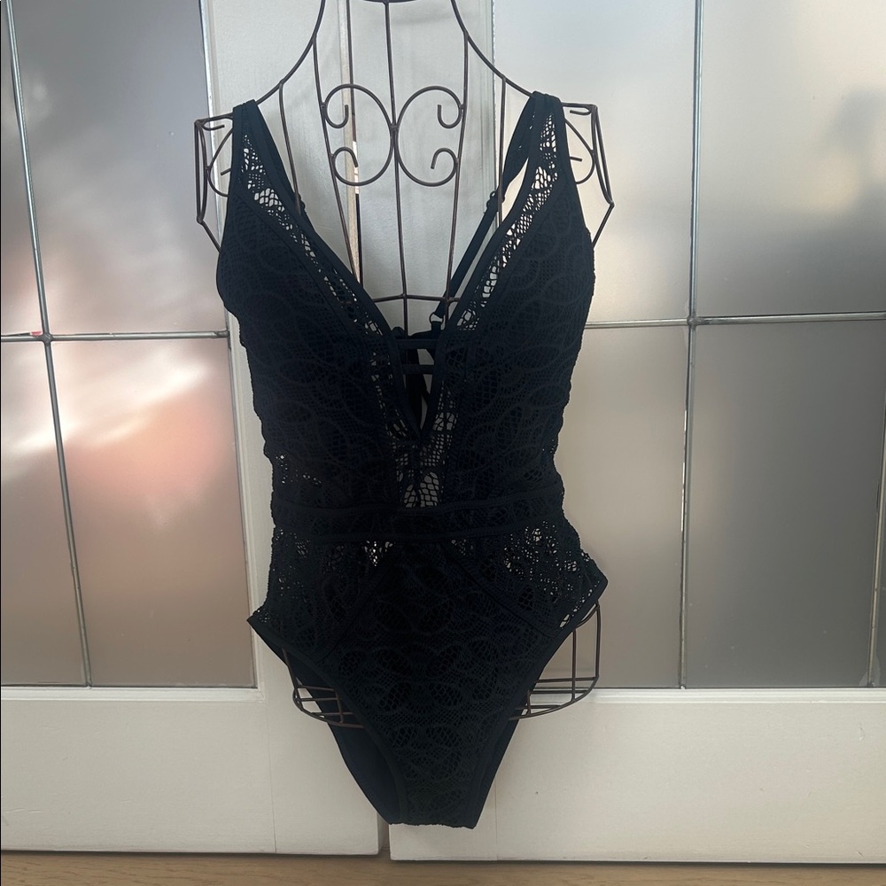 BECCA Black Lace One-Piece Swimsuit
